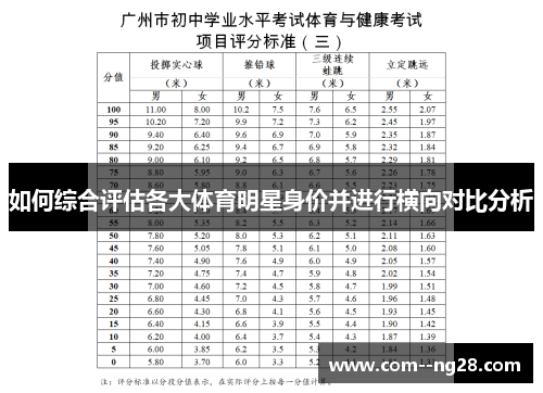 如何综合评估各大体育明星身价并进行横向对比分析
